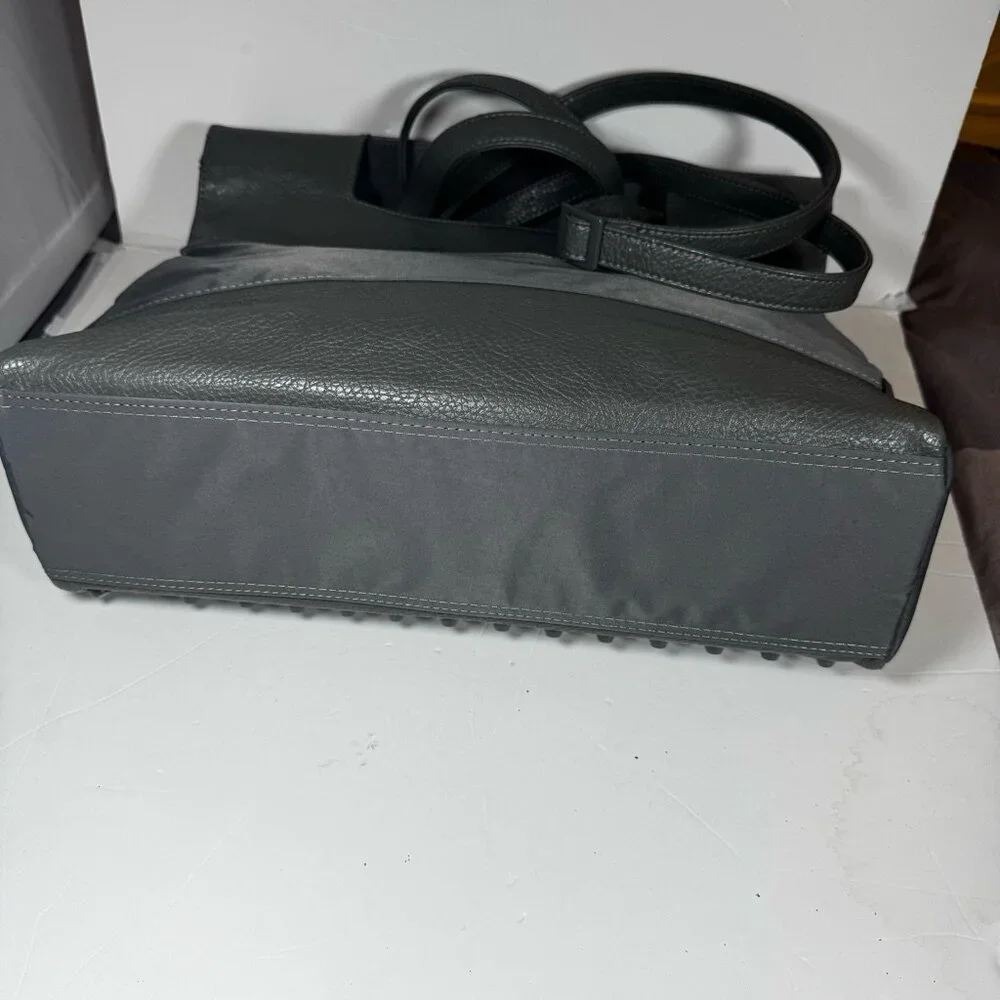 Kwani Tote Bag Gray Studded Nylon Leather Neutral Laptop Korea Adjustable Modern